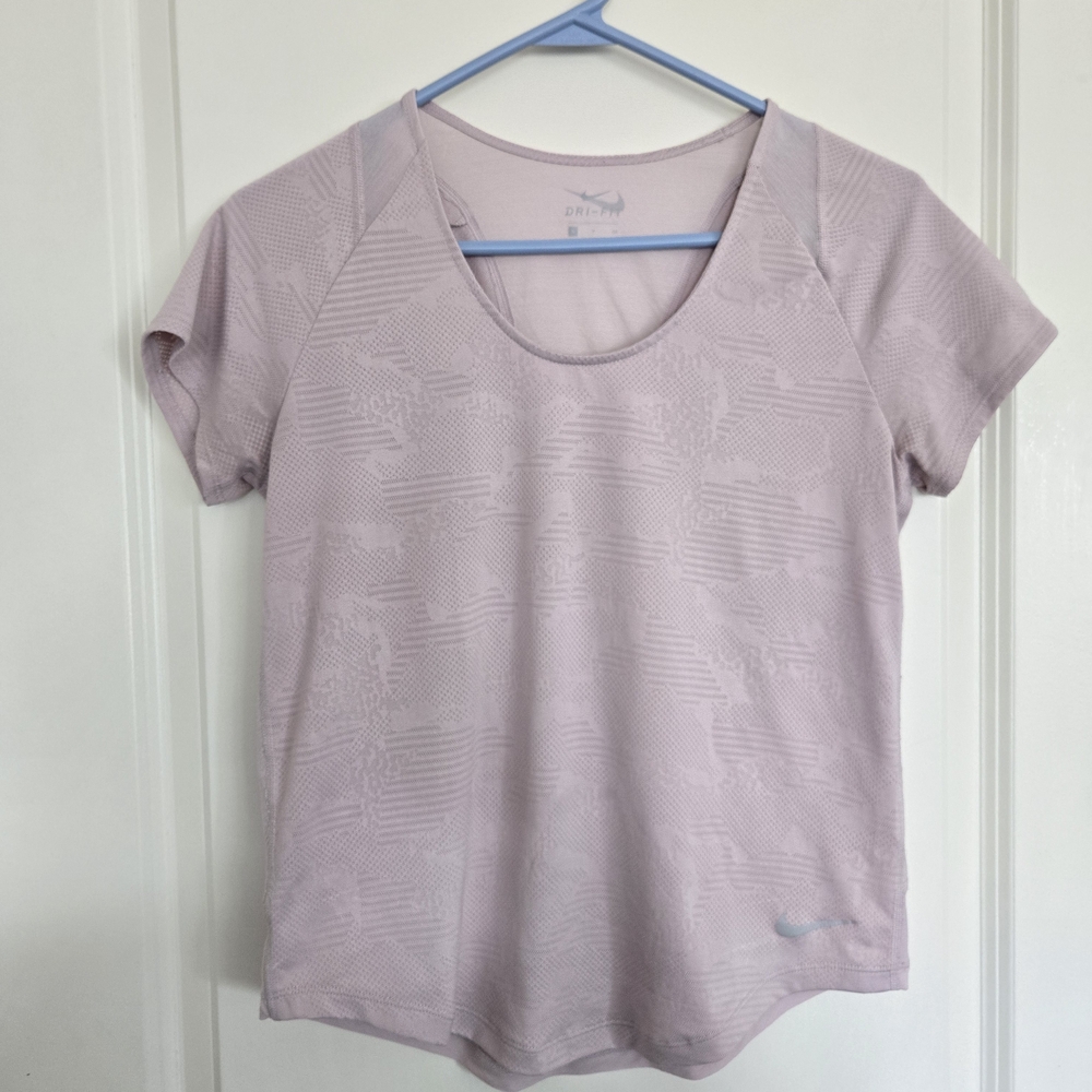 Nike Women's Soft Pink Dri Fit Short Sleeve